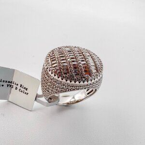 925 Sterling Sliver Moissanite Circle Baguette Ring, 4.358ctw VVS Stones Hip Hop